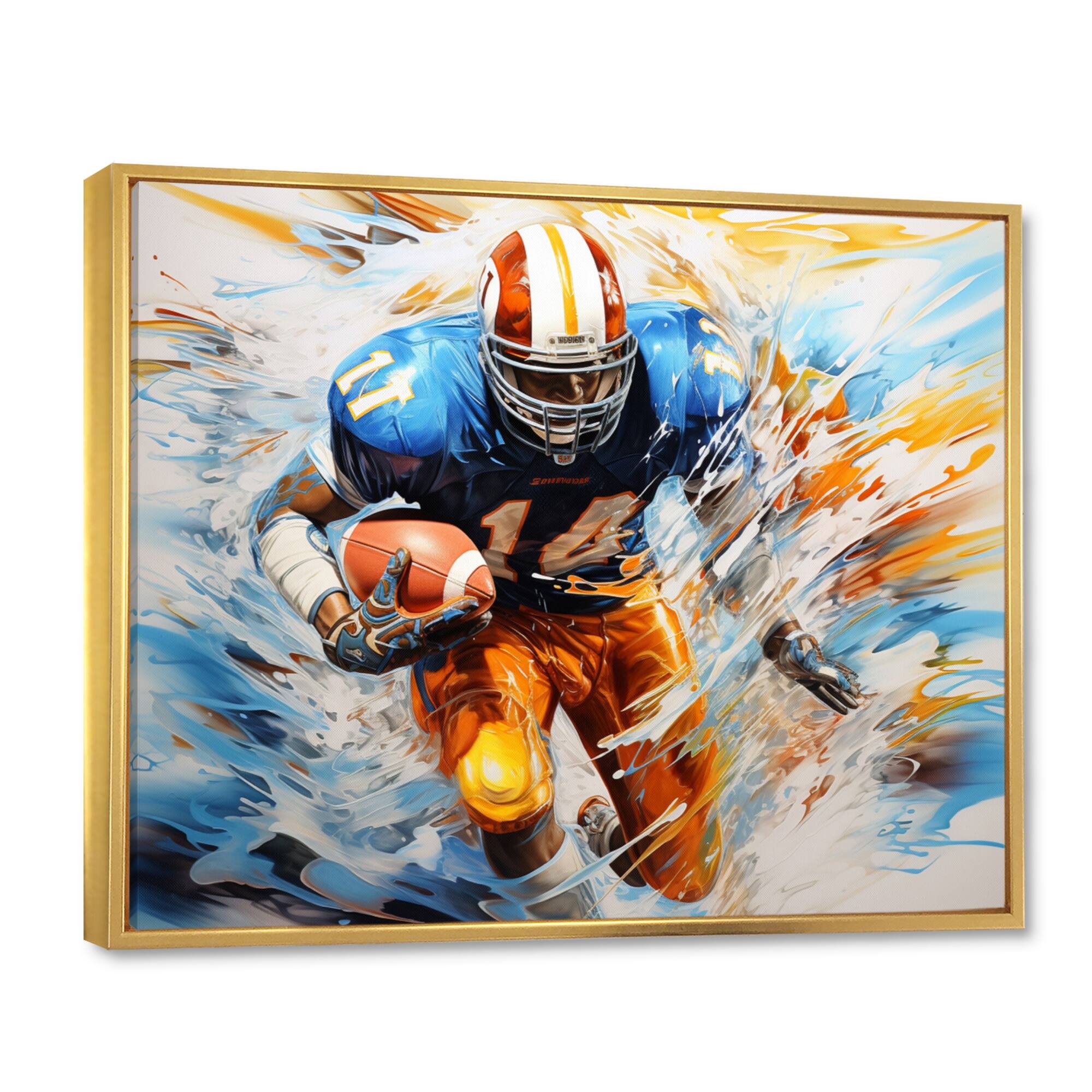 Designart "Football Rhythmic Momentum I" Sports Framed Canvas Art Print